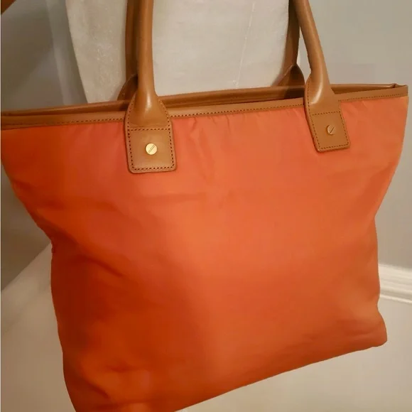 Tory Burch Orange Tan Tote Bag with Classic Design - Picture 4 of 5